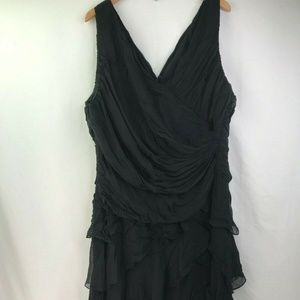 New Tadashi Silk Black Dress Rouched Sleeveless